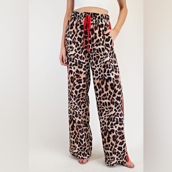5️⃣⭐️ Rated Leopard Print Pants with Red Stripe - Picture 3 of 5